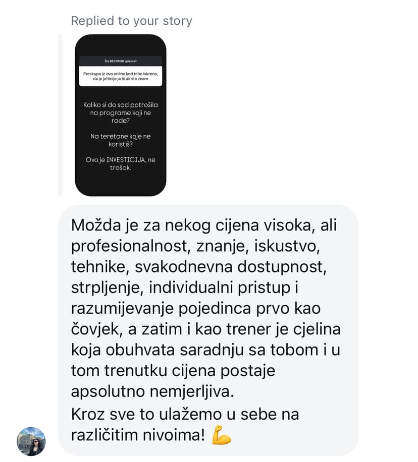 DM poruka klijentice